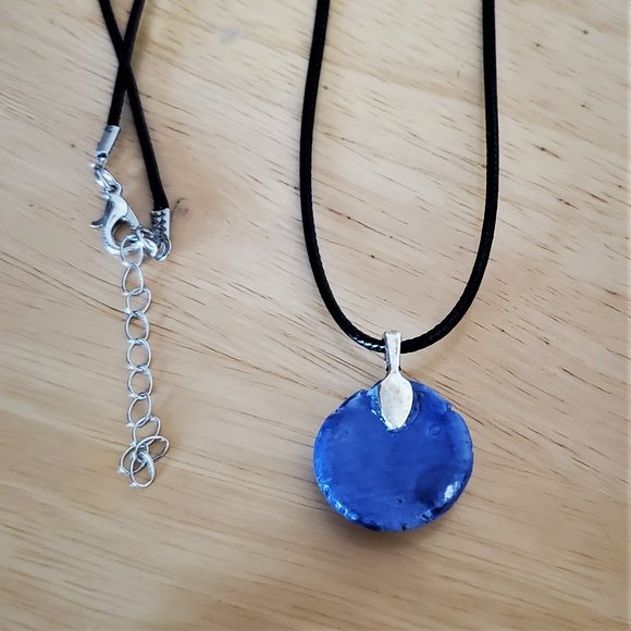 Handmade Ceramic Blue Butterfly Pendant Necklace - Picture 5 of 7